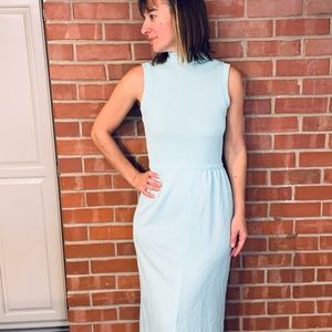 Alison Ayres Mint Turtle Neck Sleeveless Maxi Dress